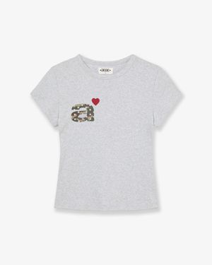DOT SMALL LETTER TEE [LIGHT GREY/CAMO]