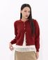 Gold Button Round-Neck Knit Cardigan (RED)