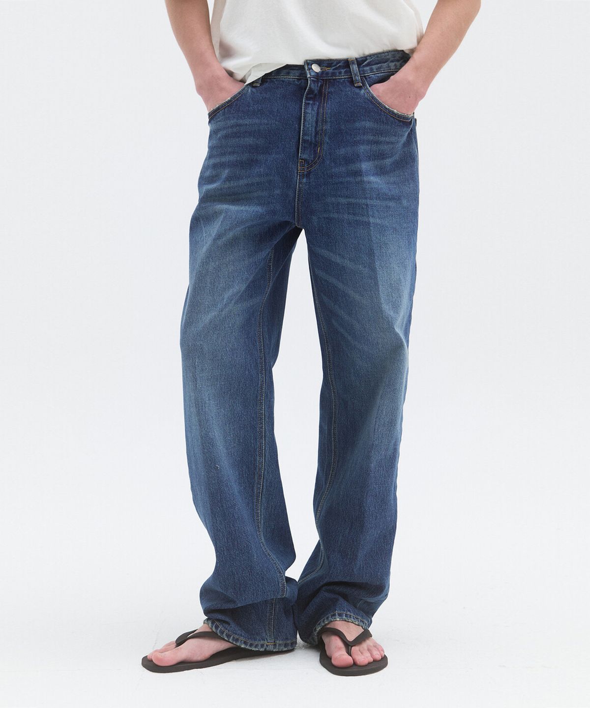 윈더(WINDER) PRESS DENIM PANTS - DEEP BLUE
