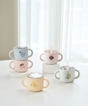 맘마존 실리콘 완전밀폐 빨대컵+자기주도 아기물컵