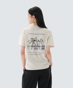 코튼 보타닉 그래픽 반팔 티셔츠 (S26MUFTS60) Light Beige