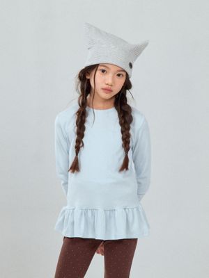 A FRILL DETAIL LONG T-SHIRT_SKY