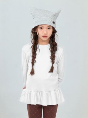 A FRILL DETAIL LONG T-SHIRT_IVORY