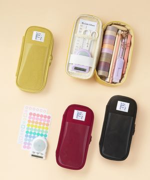 아카이브 펜 파우치 필통 ver.2_블랙 오트옐로우 체리와인