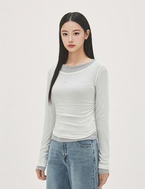 셔링 레이어드 티셔츠 RMLWG24RTB