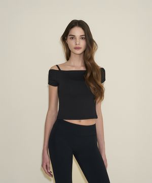 셔링 오프숄더 숏 슬리브