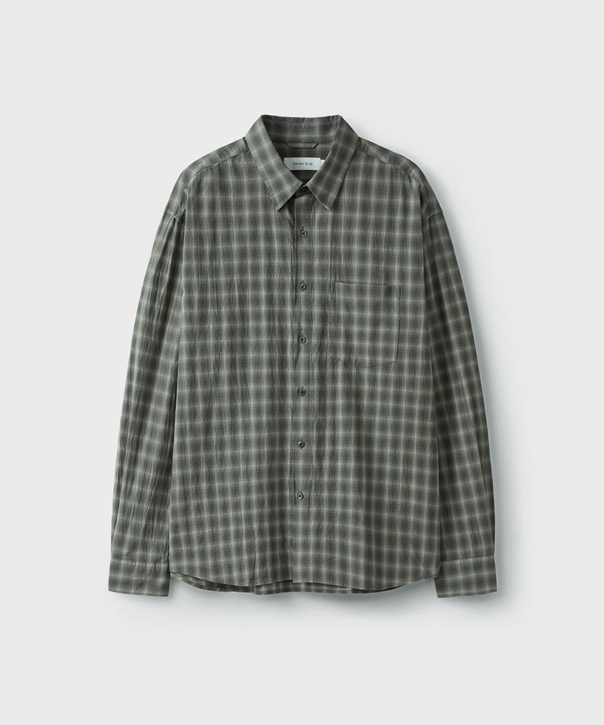 유니온블루(UNION BLUE) SEMI CROP CHECK SHIRT [ASH]