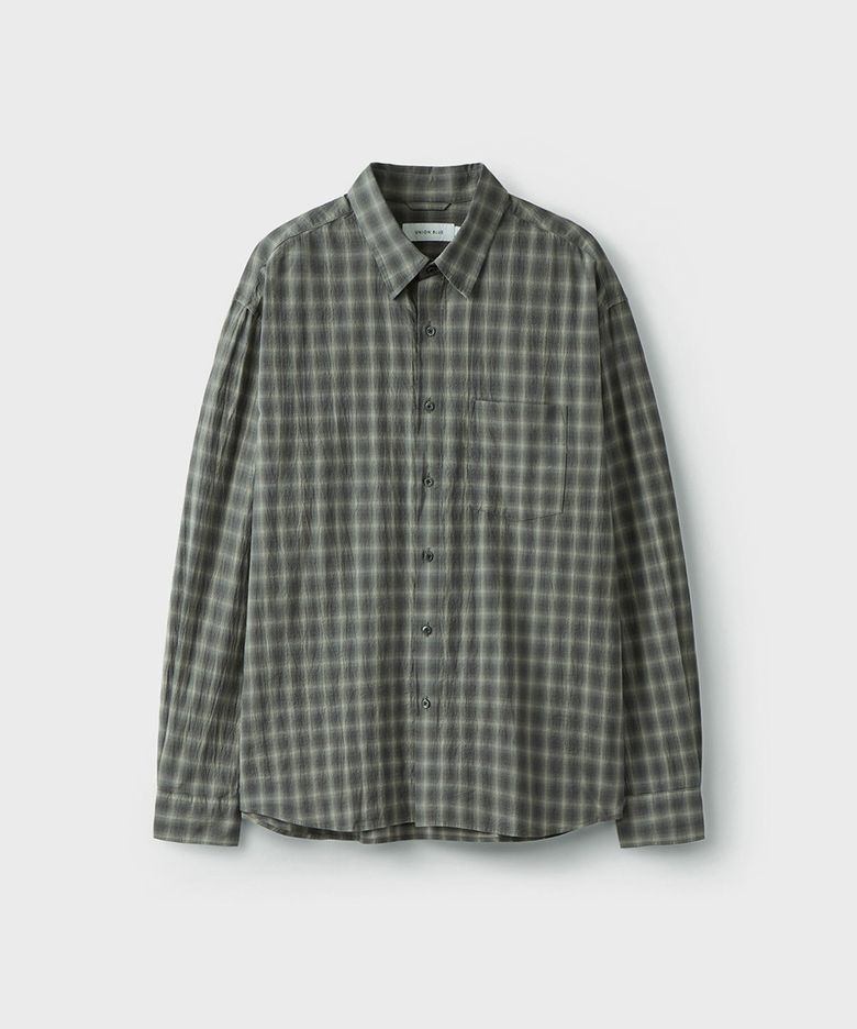 SEMI CROP CHECK SHIRT [ASH]