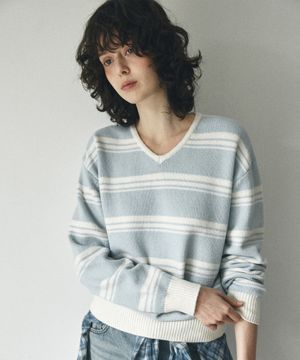 KN4253 울 스트라이프 니트_Pale mint