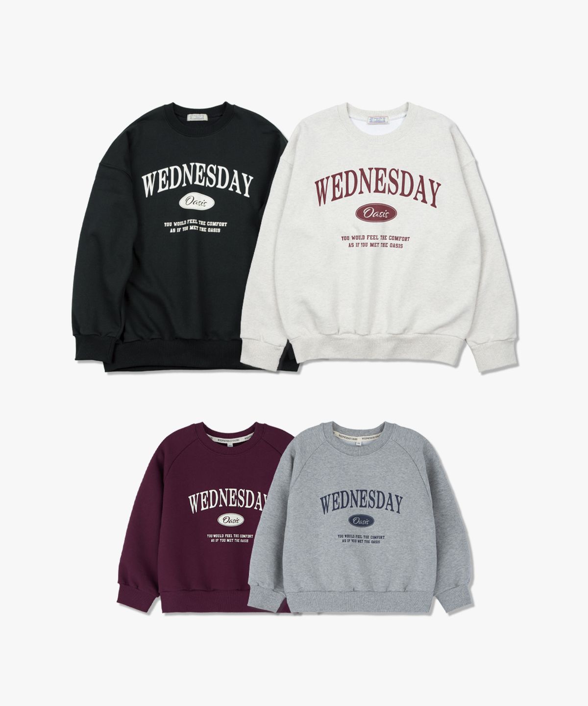 웬즈데이오아시스 키즈(WEDNESDAYOASIS KIDS) [2PACK]시그니처 레글런 맨투맨_18COLOR