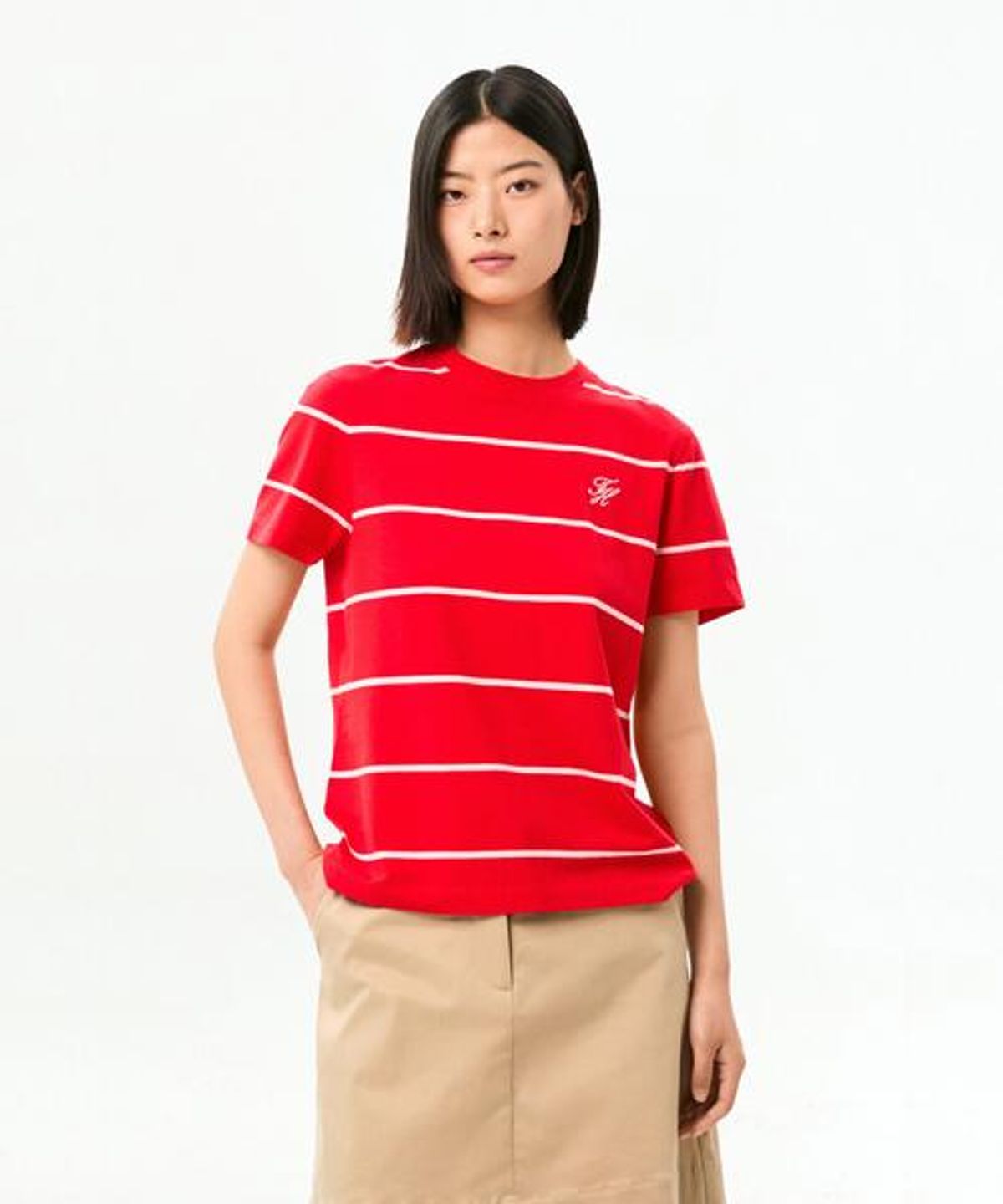 타미힐피거(TOMMY HILFIGER) 스크립트 로고 티셔츠 (T22G1TTO063WT10E5)