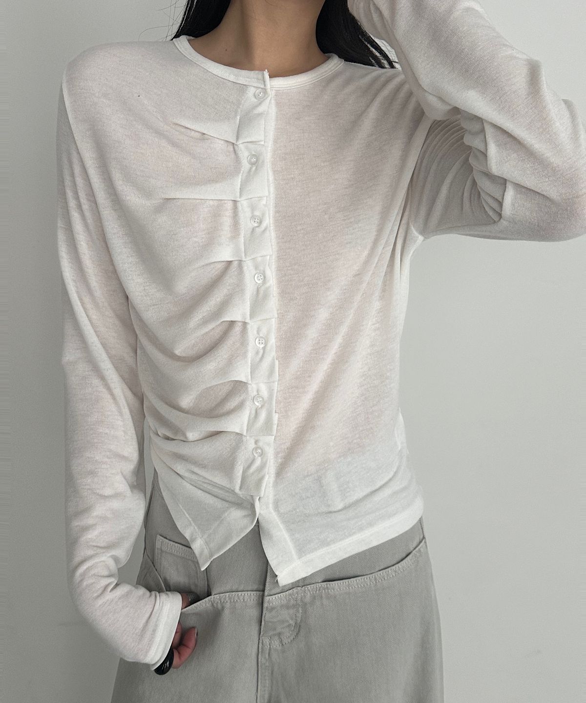 아포엠(APOEM) Drape Button Cardigan (3C)