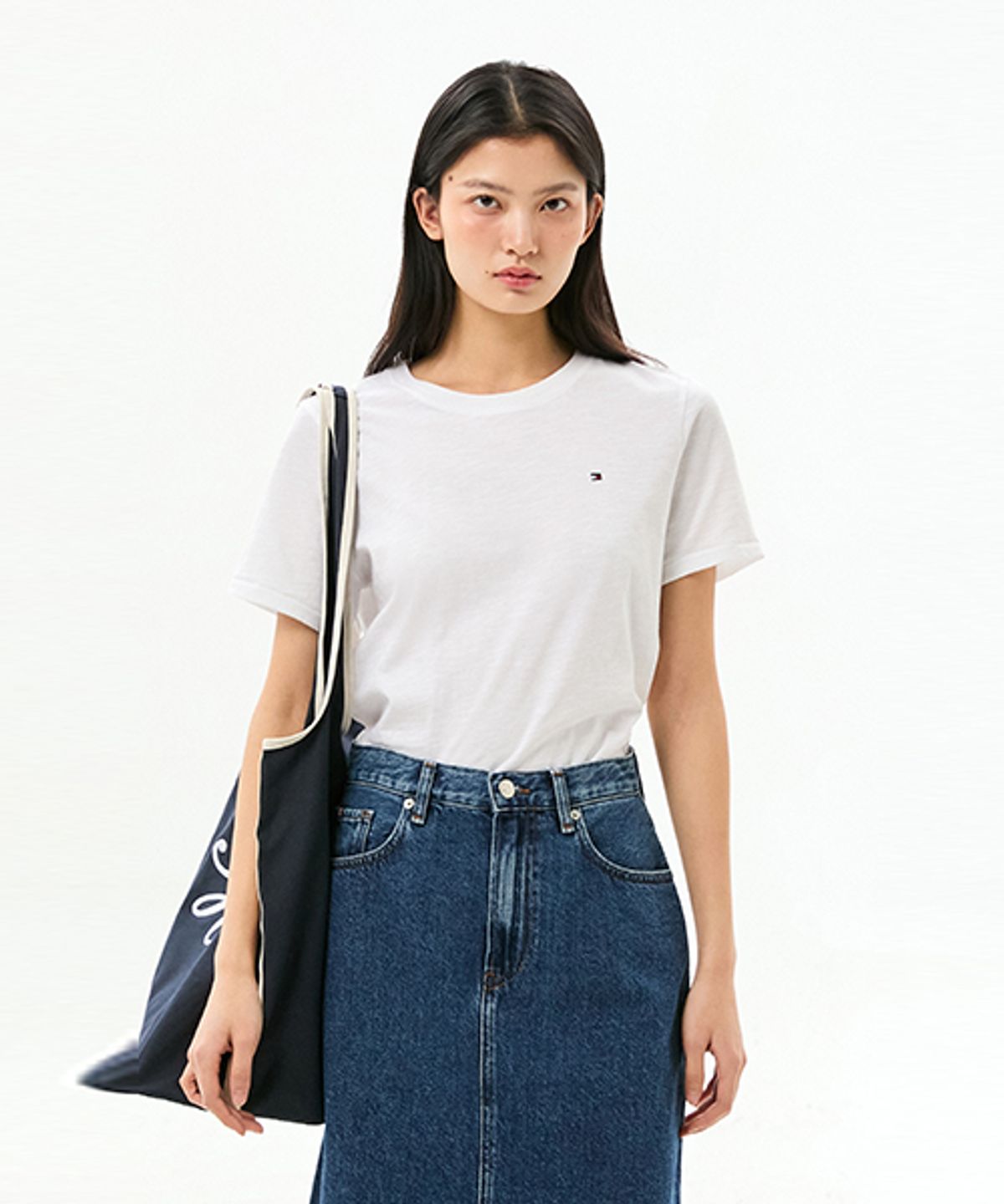 타미힐피거(TOMMY HILFIGER) 크루넥 슬럽 티셔츠 (T22G3TTO080WT2YCF)