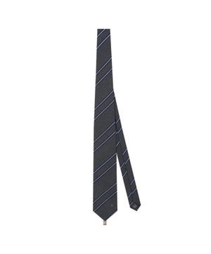 실크혼방 레지멘탈 스트라이프 넥타이 그레이