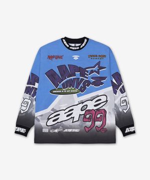 유니버스 레이싱 그래픽 긴팔 티셔츠 - 블루:퍼플 / AAPLTM1862XXQBLS