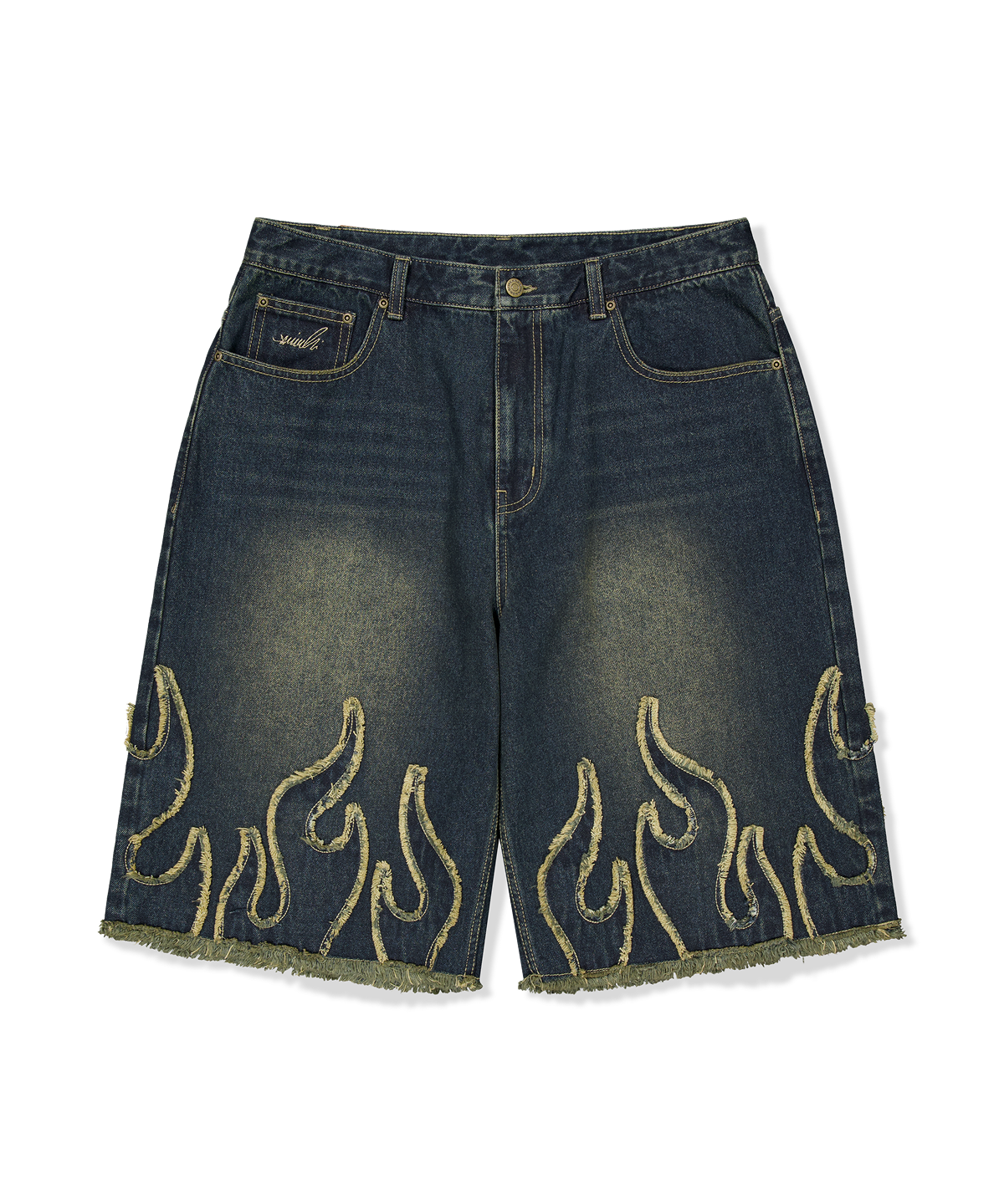 위캔더스(WKNDRS) FLAME DENIM SHORTS (S.BLACK)