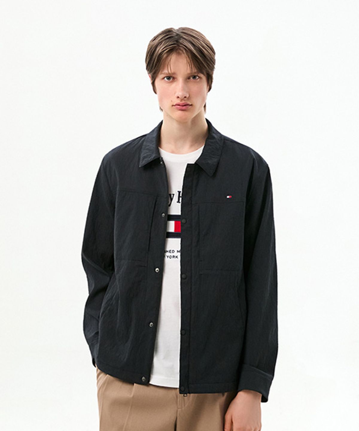 타미힐피거(TOMMY HILFIGER) 메쉬 레귤러 핏 셔츠재킷 (T12G1WOT704ML1DW5)