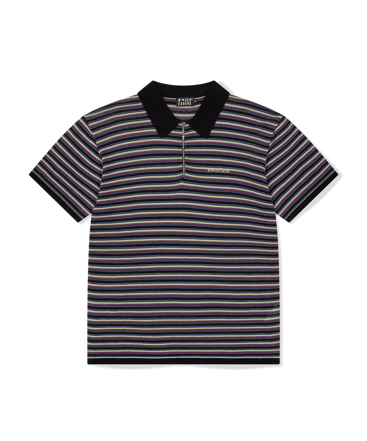 위캔더스(WKNDRS) AP STRIPED HALF-ZIP POLO (BLACK)
