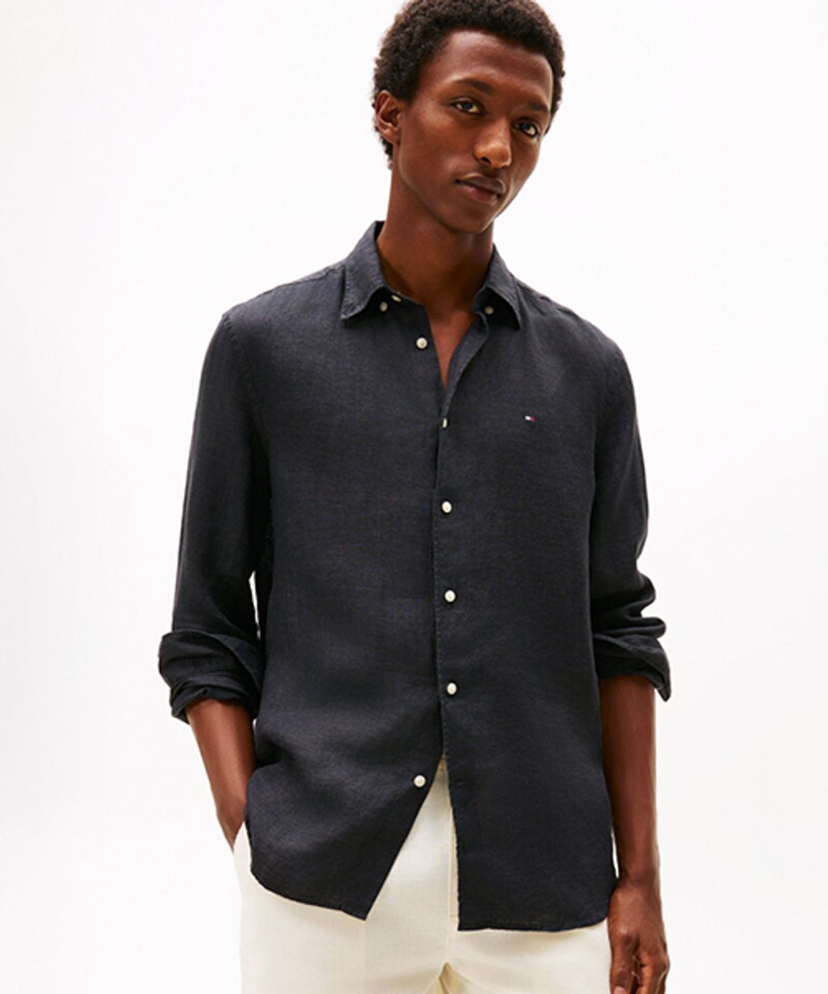 타미힐피거(TOMMY HILFIGER) [Regular fit] 피그먼트 솔리드 셔츠 (T12G1WSH160MT1BDS)