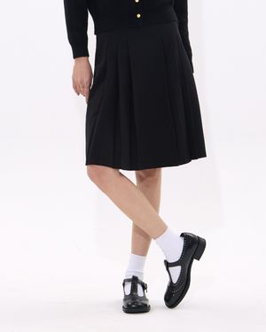 Minimal Pleated A-line Skirt (BLACK)