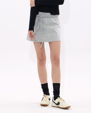 String Wrap Layered Skort (MELAGE GREY)