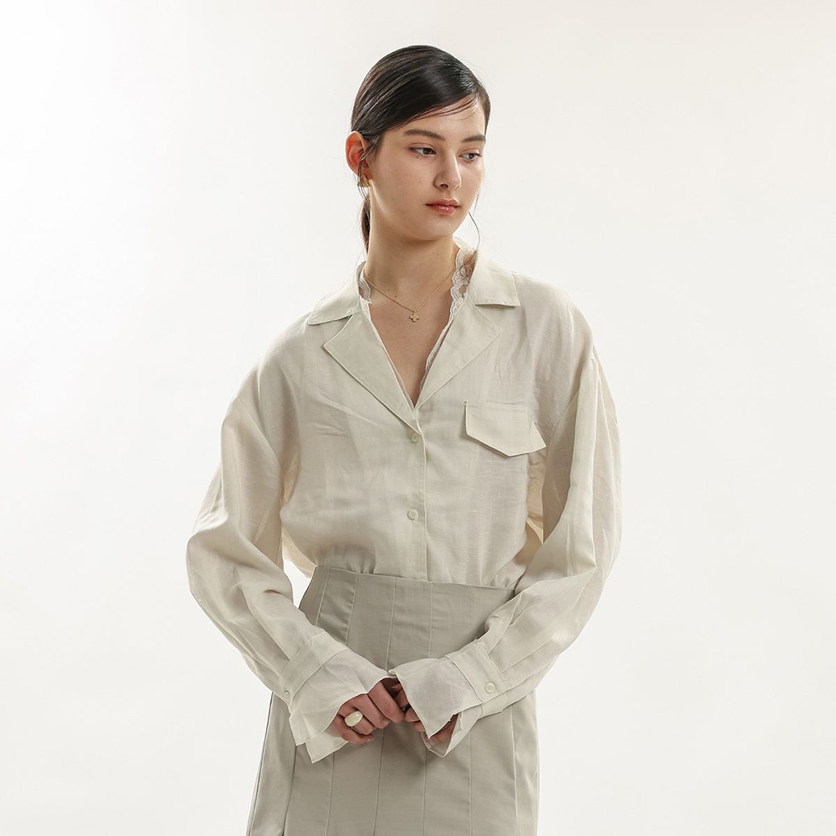 웬스데이딜라잇(WEDNESDAY DELIGHT) WD_Open collar lace shirt_IVORY