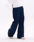 Curved Wide-Leg Work Pants (NAVY)