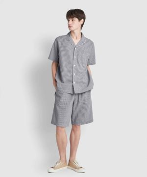 [JAJU/자주] 남 시어서커 패턴 5부 파자마 세트_라이트 그레이