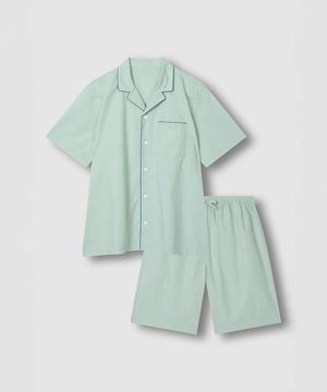 남 60수 코튼 5부 파자마 세트_민트