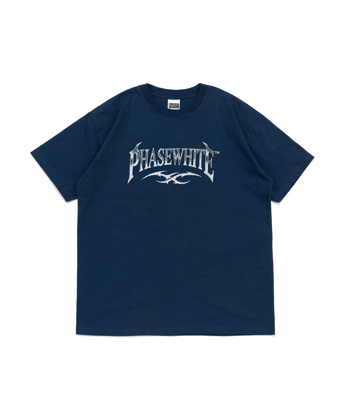 페이즈화이트(PHASEWHITE) [PHASE_2] VINTAGE CHROME LOGO TEE_DARK BLUE / 8802026-ST02