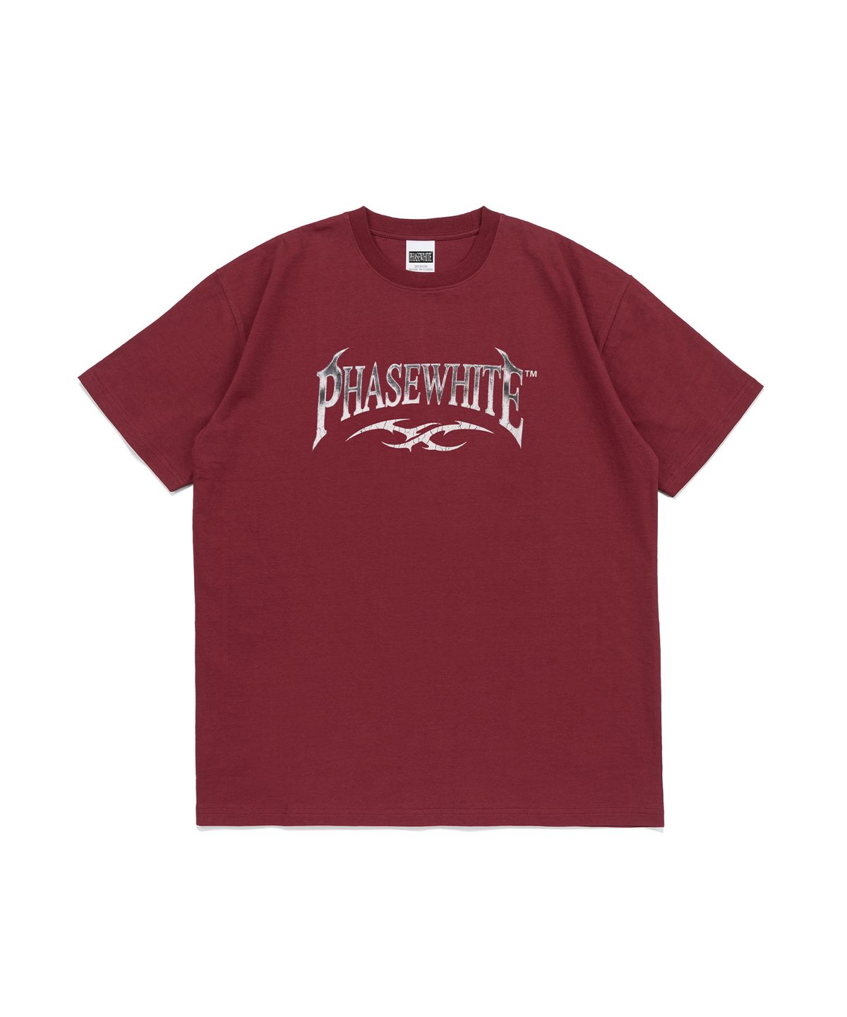 페이즈화이트(PHASEWHITE) [PHASE_2] VINTAGE CHROME LOGO TEE_BURGUNDY / 8802026-ST02