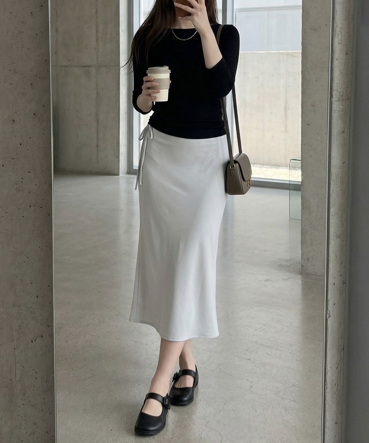 튜드먼트(TTUDEMENT) SATIN LONG SKIRT_LIGHT GREY