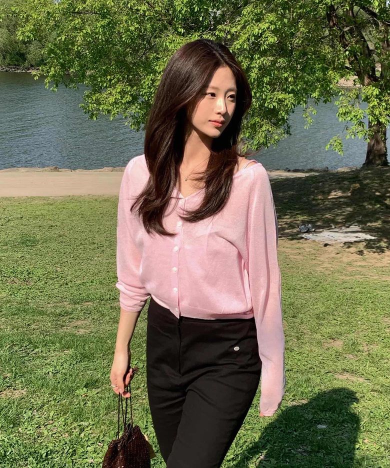 [SET] SHEER SET-UP CARDIGAN_LIGHT PINK