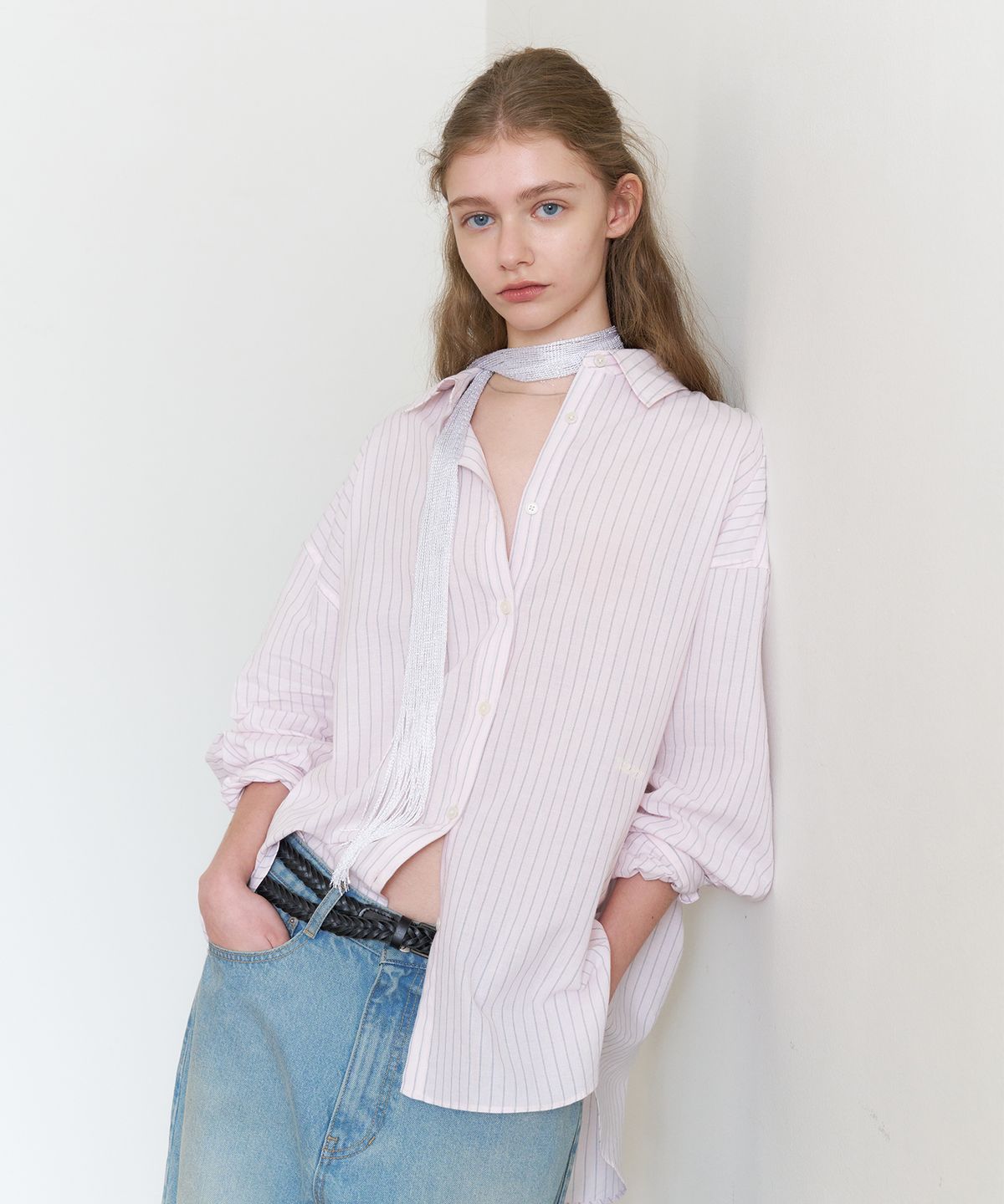 튜드먼트(TTUDEMENT) STRIPED SUMMER OVERSHIRT_PINK