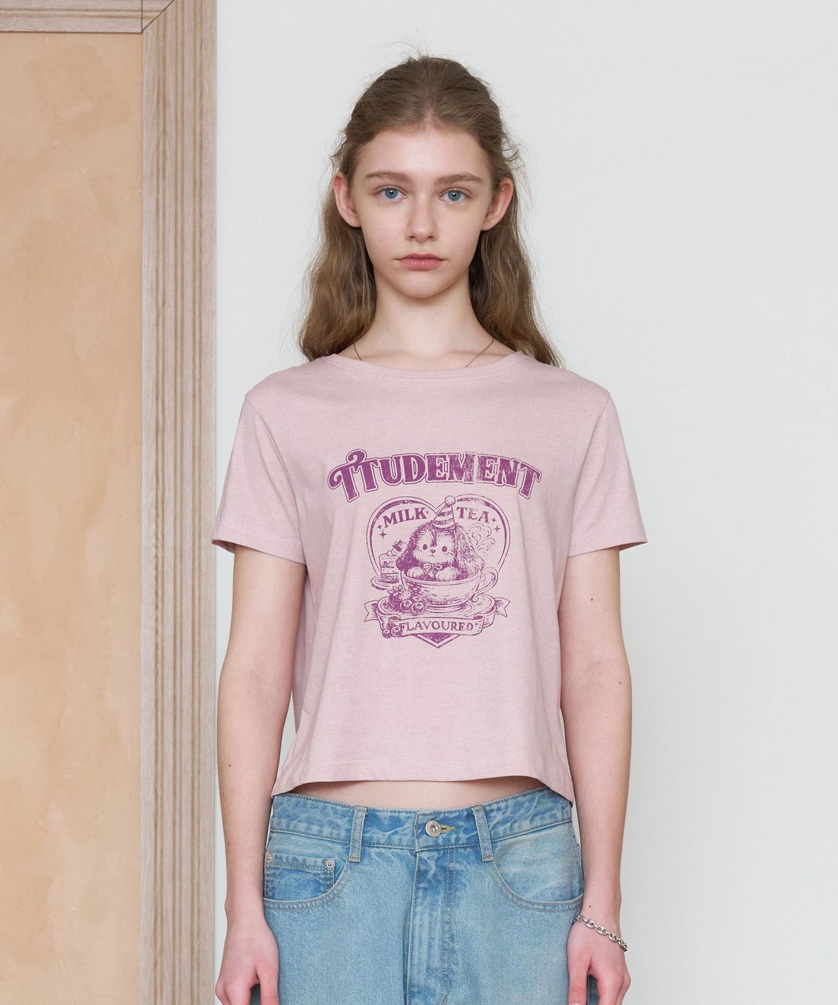 튜드먼트(TTUDEMENT) BUNNY IN A CUP T-SHIRT_PINK