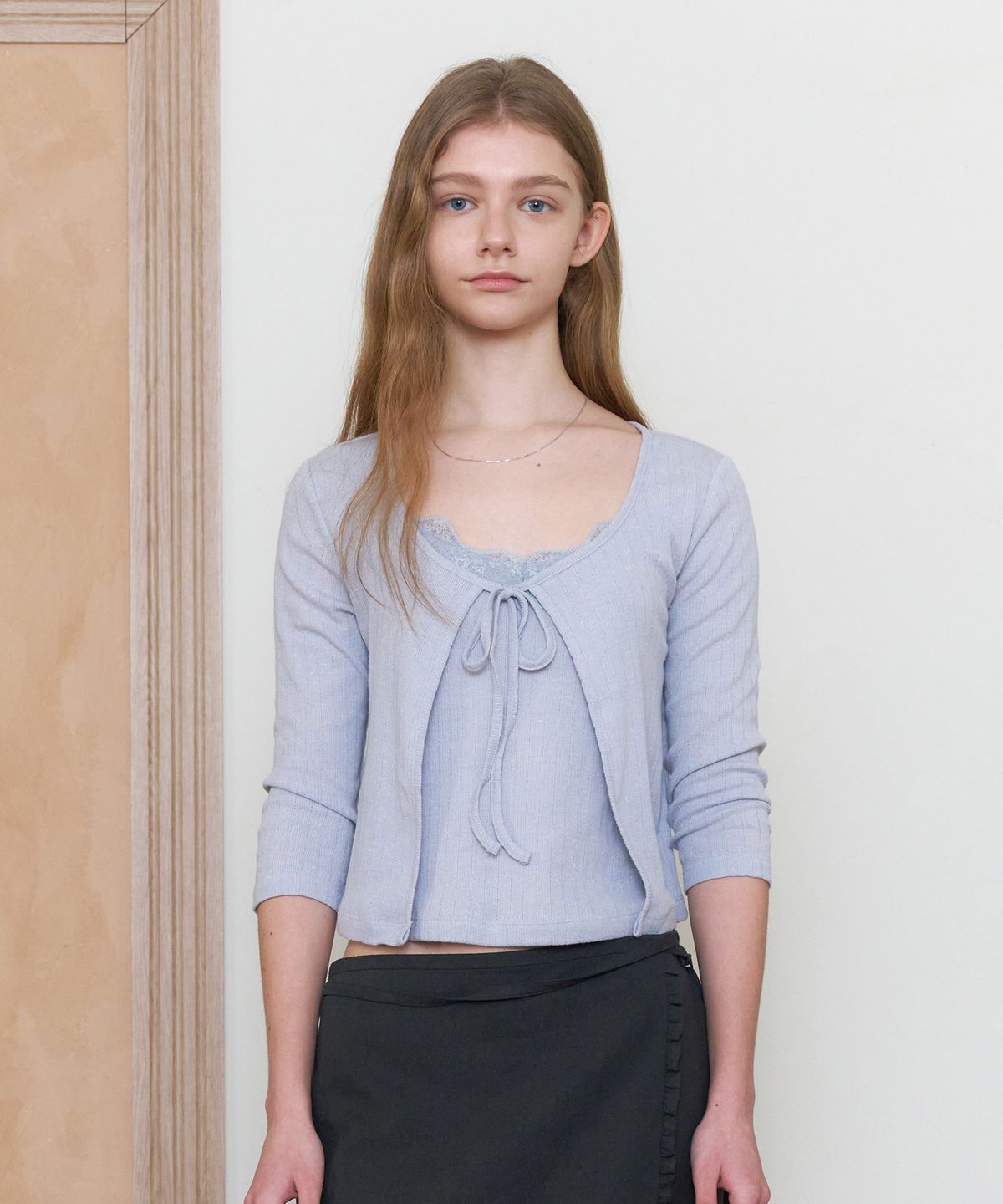 튜드먼트(TTUDEMENT) LACE CARDIGAN SET_LIGHT BLUE