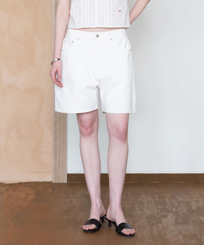 WASHED DENIM SHORTS_WHITE