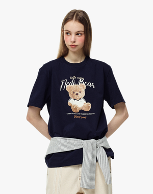 하트 포즈 네디 반팔 티셔츠 네이비