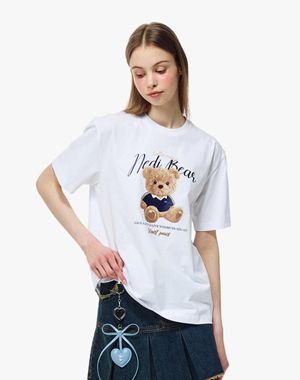 하트 포즈 네디 반팔 티셔츠 화이트