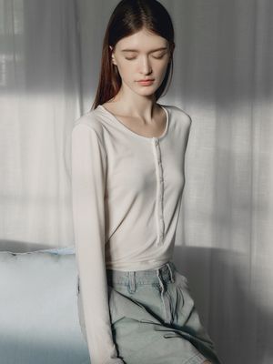 루나 버튼 티셔츠 4colors