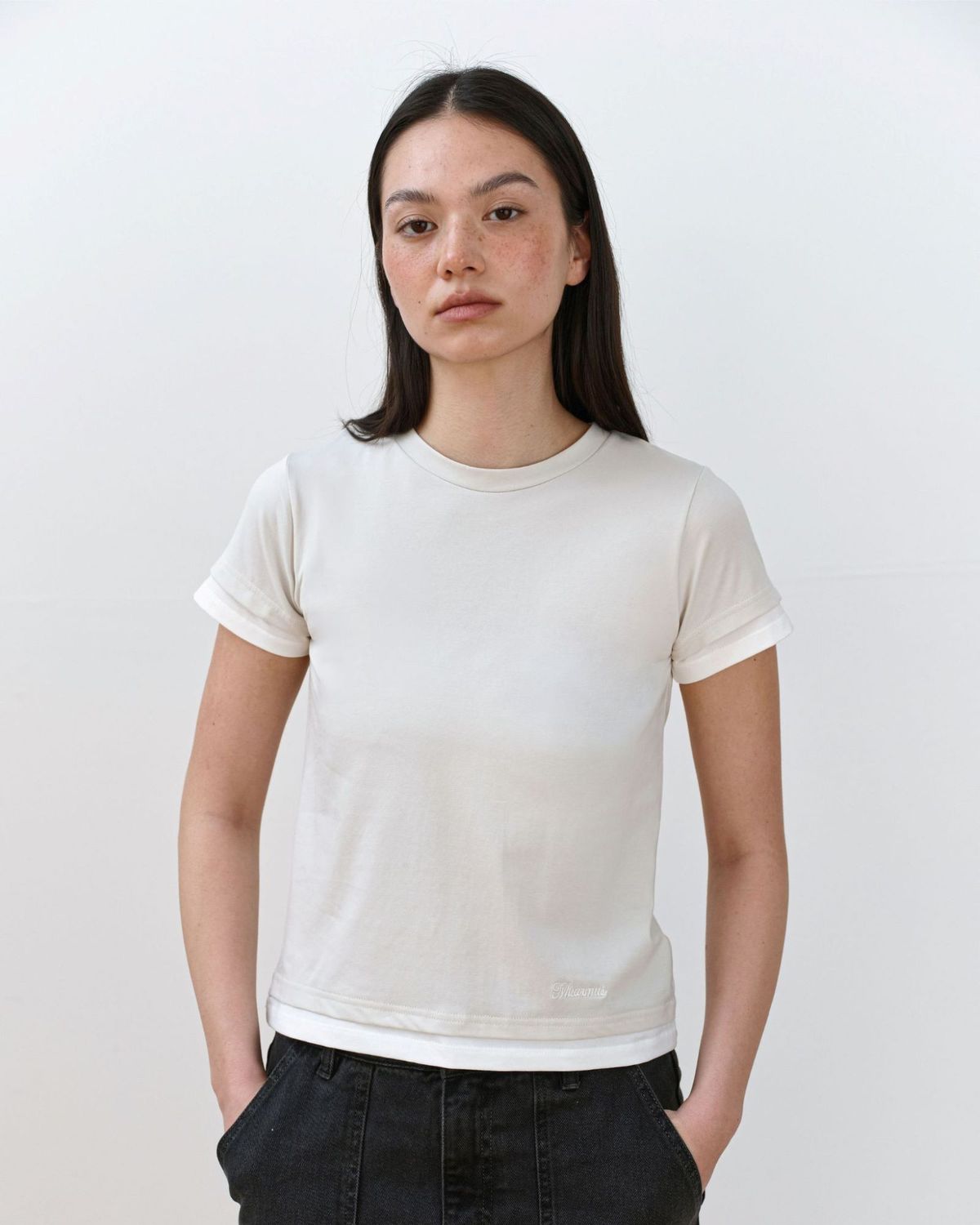 무아르무스(MUARMUS) Pove Layered T-shirt [Ivory]