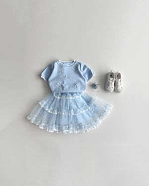 블루벨 니트+하늘꽃 샤 스커트 SET