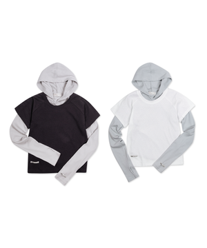 [2PACK] 무지 핑거홀 슬림핏 후드티 소프트 래글런 반팔 티셔츠 2종 패키지