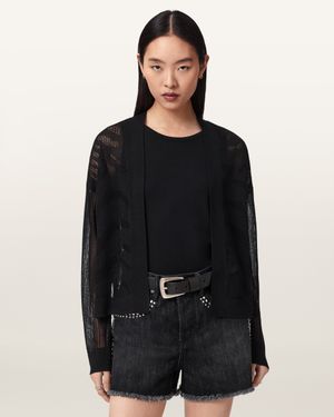 메시 크롭 가디건 W086KE-5