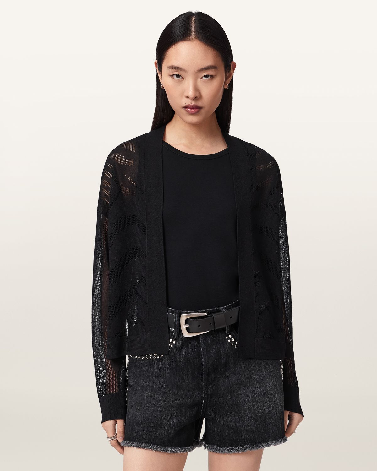 올세인츠(ALLSAINTS) 메시 크롭 가디건 W086KE-5
