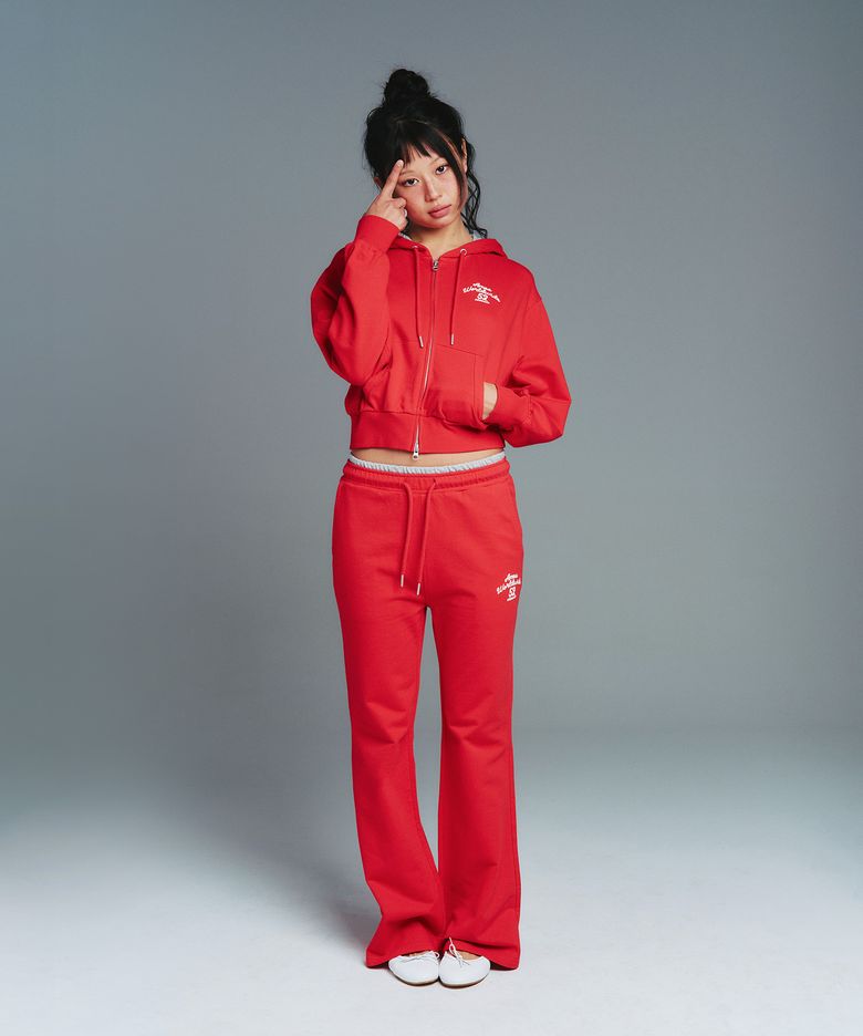 CLASSIC SLIM BOOT CUT SWEAT PANTS RED