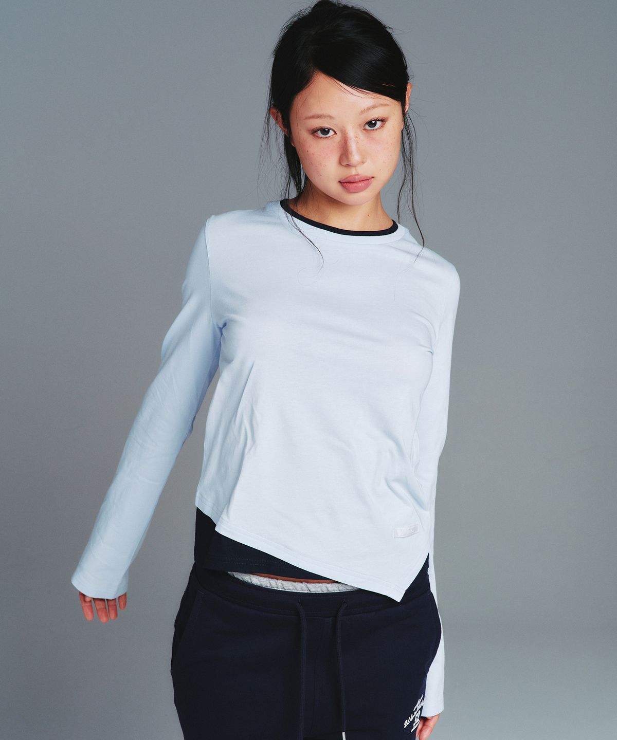 아메스 월드와이드(AMES-WORLDWIDE) CLASSIC UNBALANCE LAYERED LS TEE BLUE