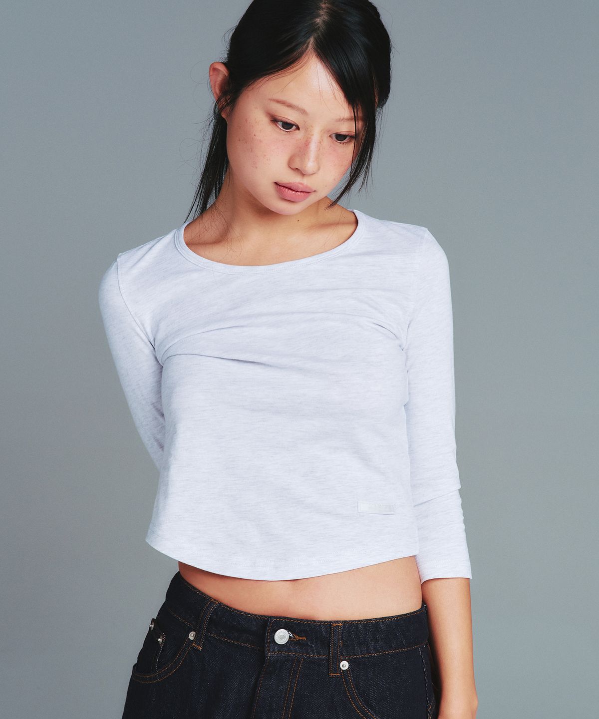 아메스 월드와이드(AMES-WORLDWIDE) CLASSIC 3/4 SLEEVE ROUND TEE LIGHT GREY