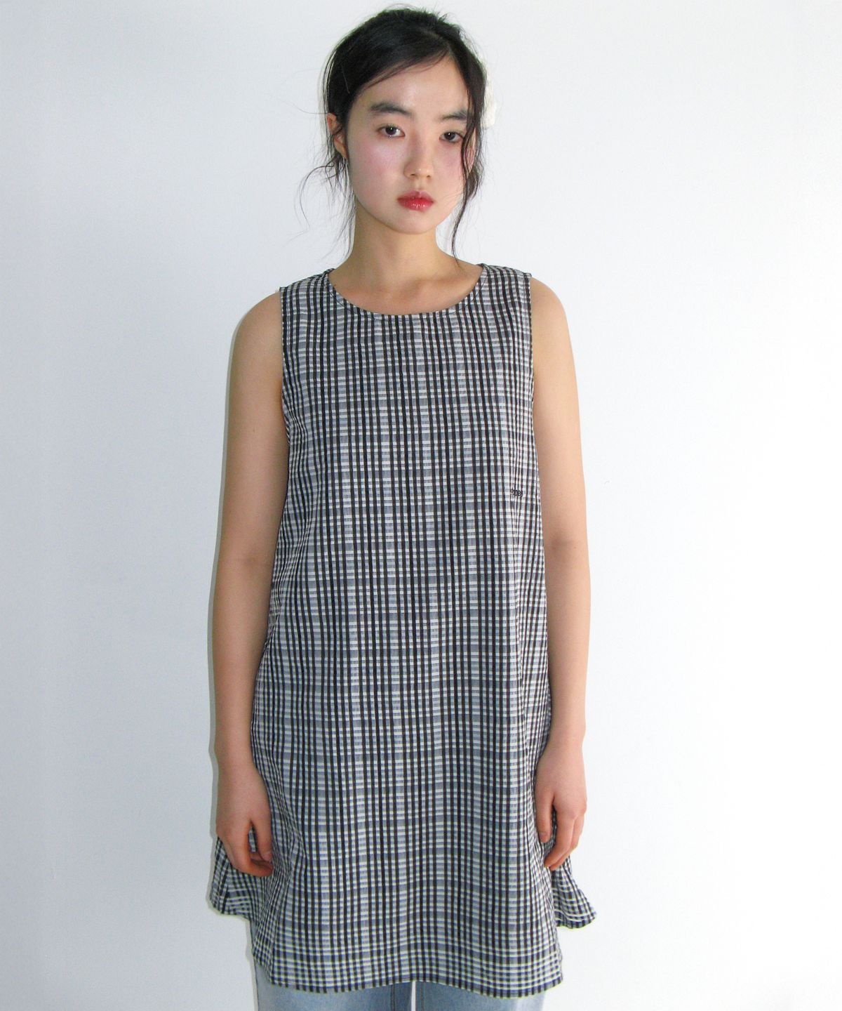 아메스 월드와이드(AMES-WORLDWIDE) CHECK LAYERED DRESS BLACK