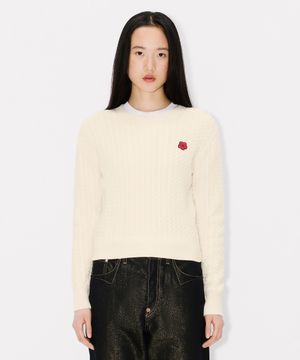 여성 보케 플라워 케이블 크레스트 니트_K265AWK601IVX